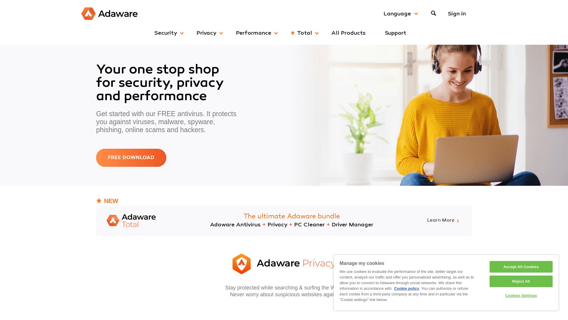 Webseitenstatus adaware.com ist   ONLINE