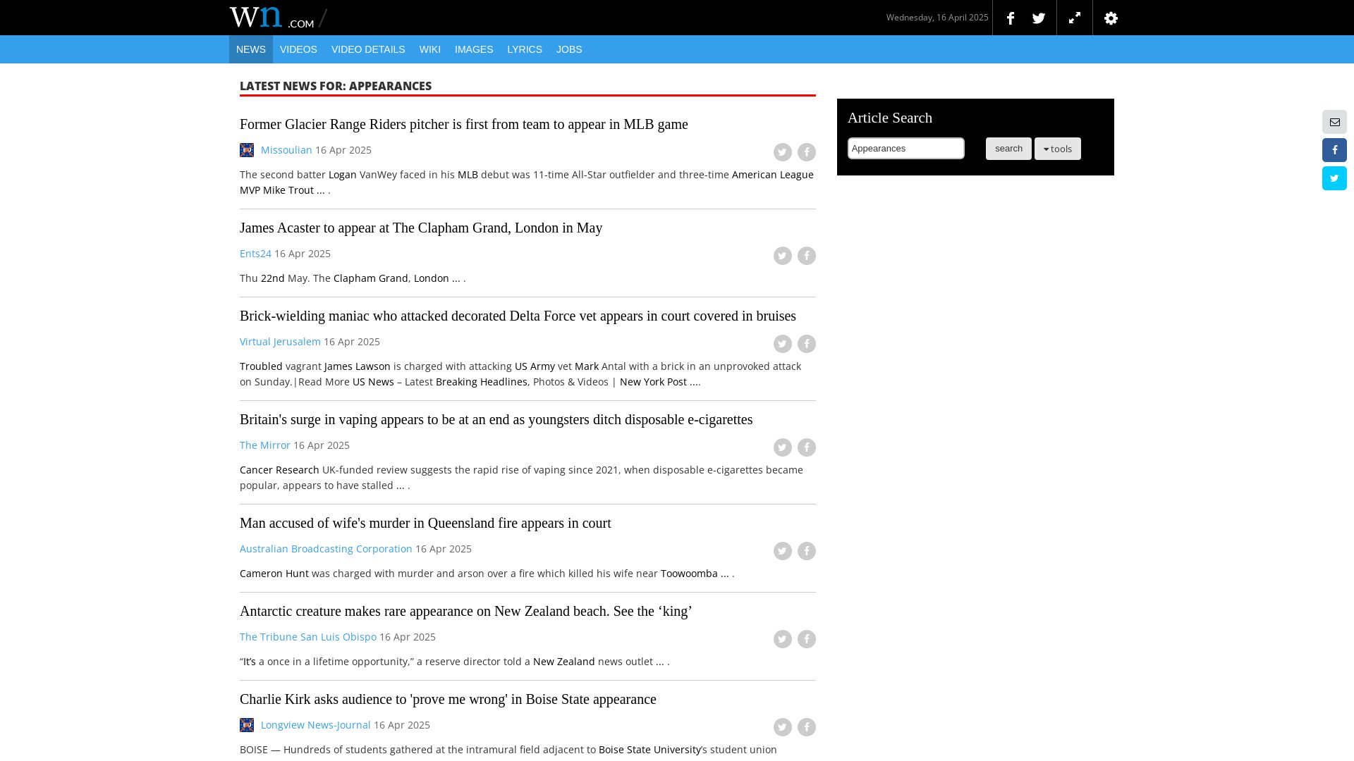 Webseitenstatus appearances.com ist   ONLINE