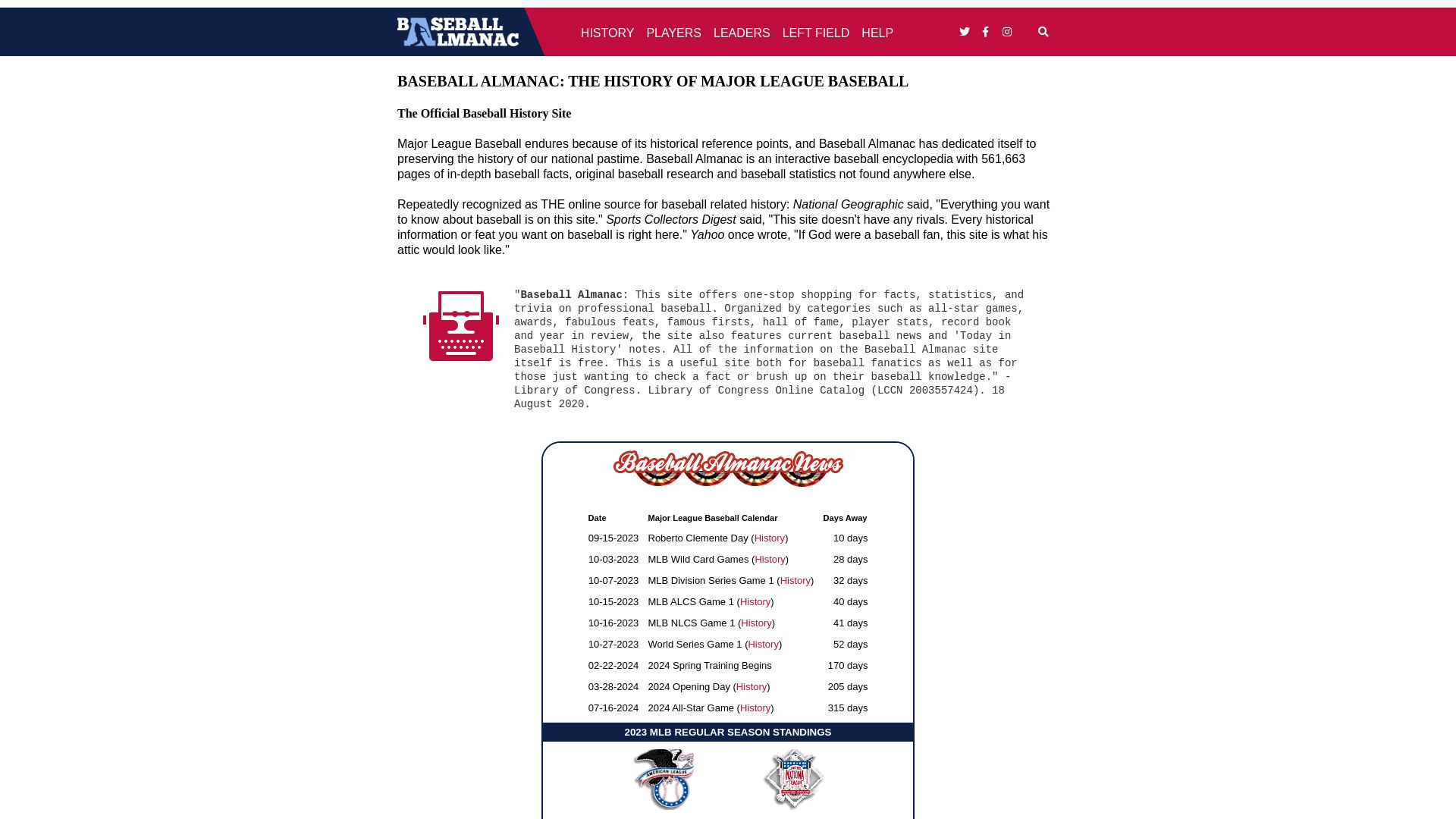 Webseitenstatus baseball-almanac.com ist   ONLINE