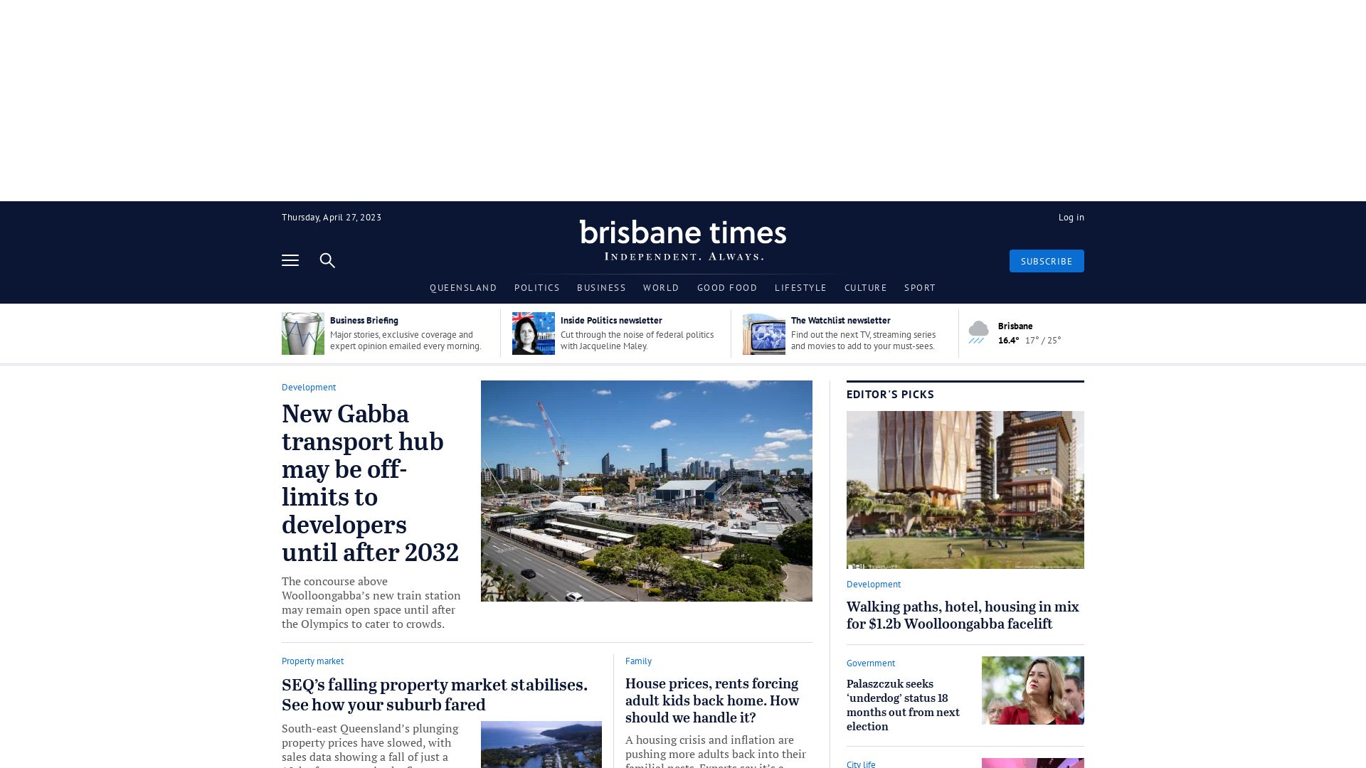 Webseitenstatus brisbanetimes.com.au ist   ONLINE