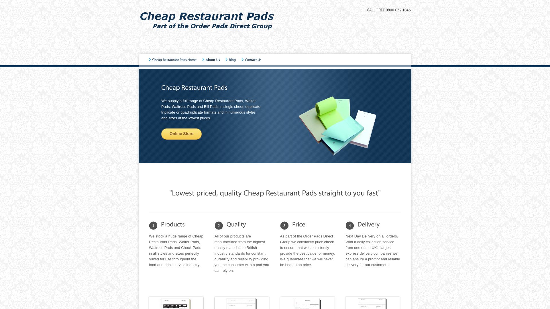 Webseitenstatus cheaprestaurantpads.com ist   ONLINE