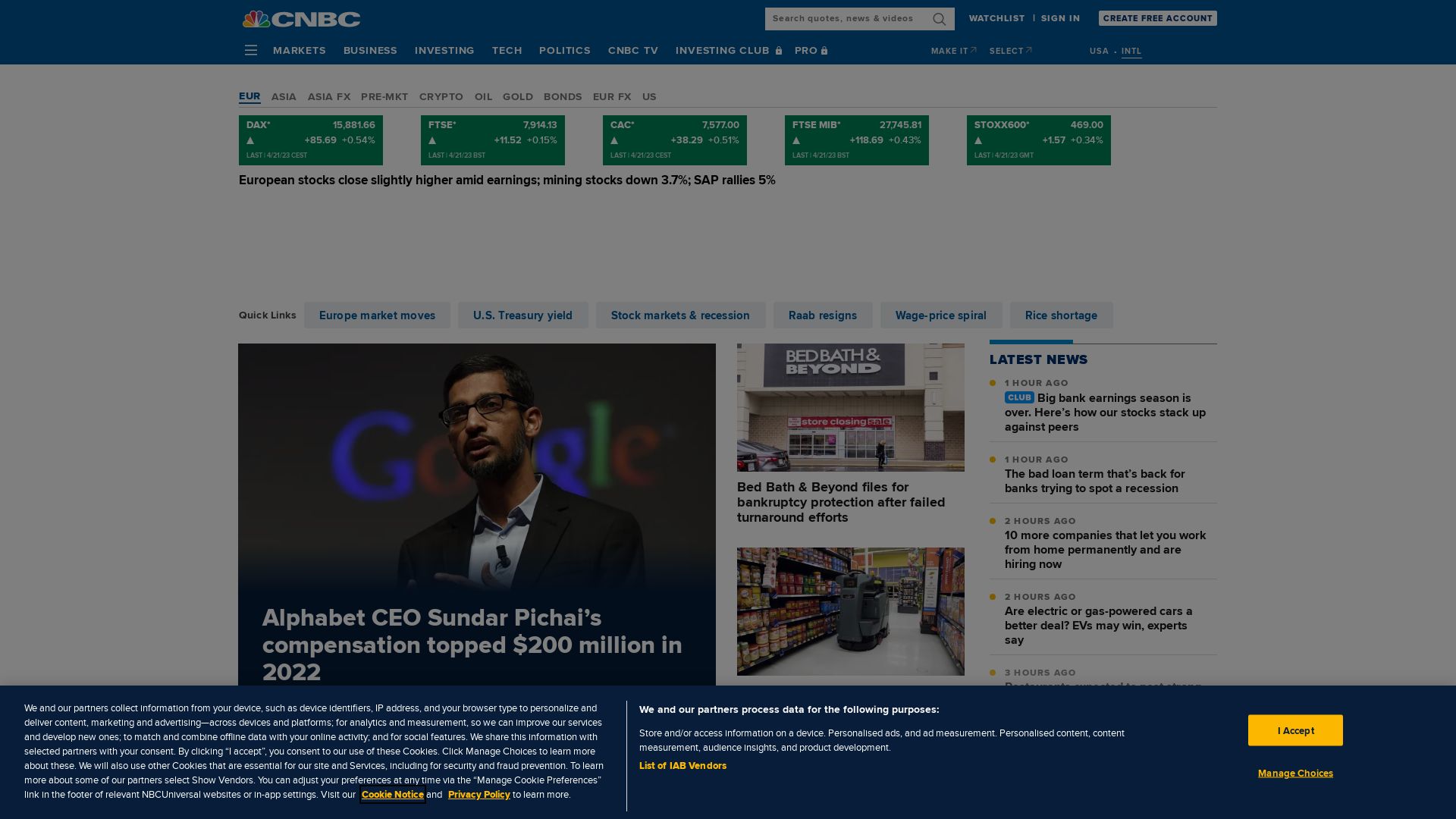 Webseitenstatus cnbc.com ist   ONLINE