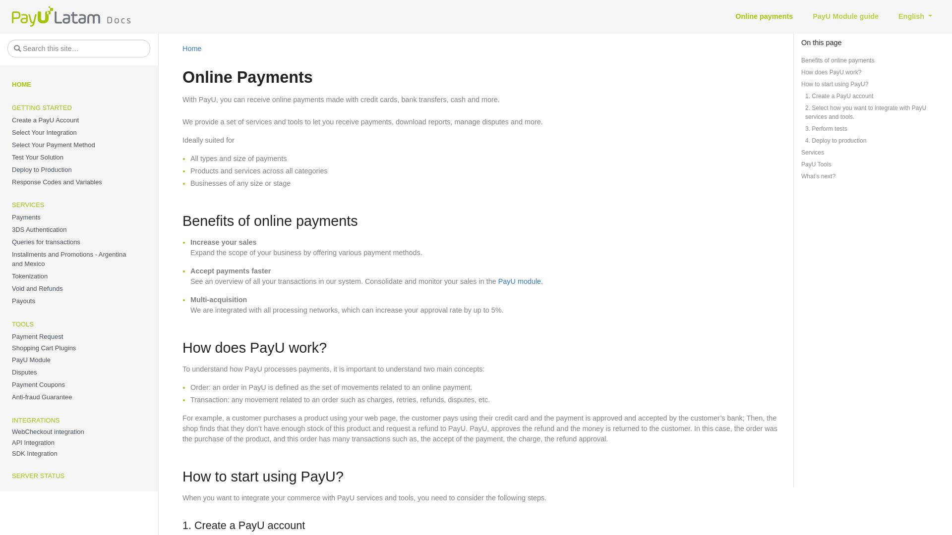 Webseitenstatus developers.payulatam.com ist   ONLINE
