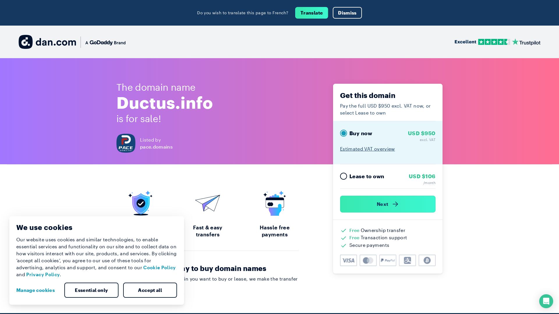 Webseitenstatus ductus.info ist   ONLINE