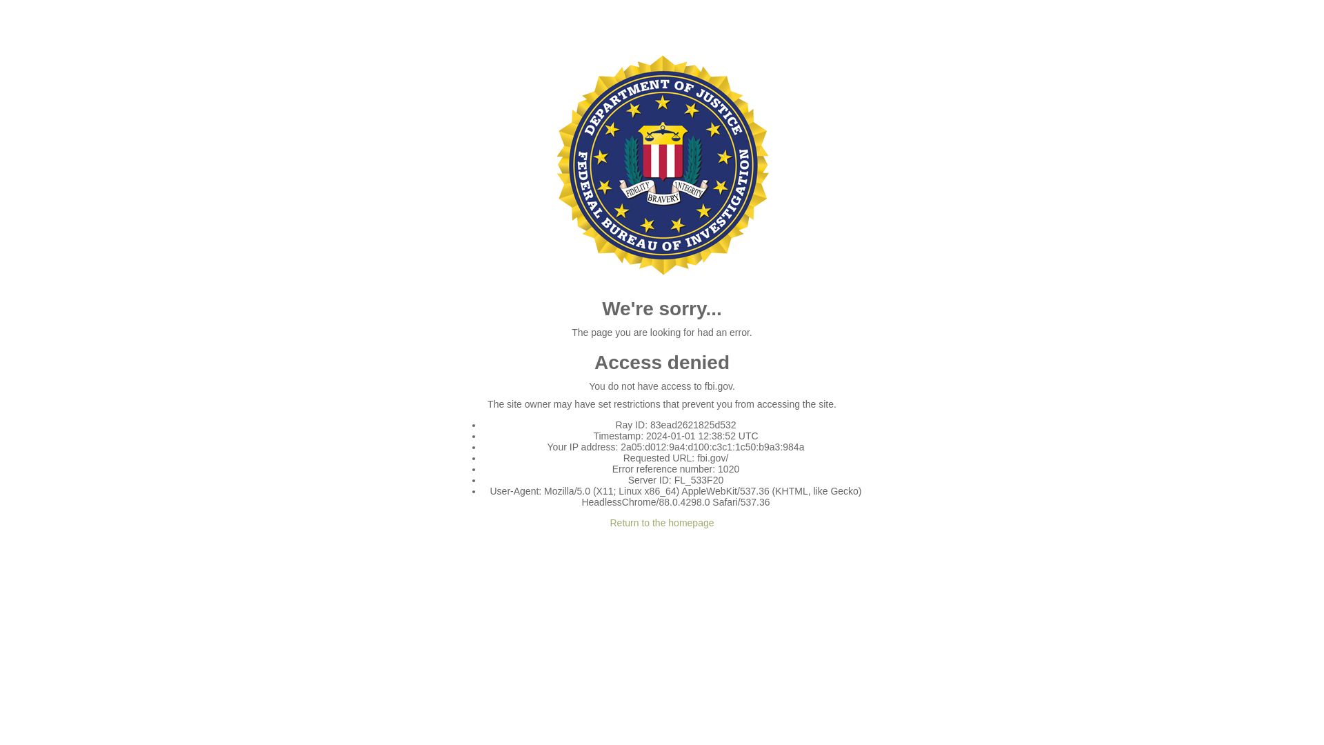 Webseitenstatus fbi.gov ist   ONLINE