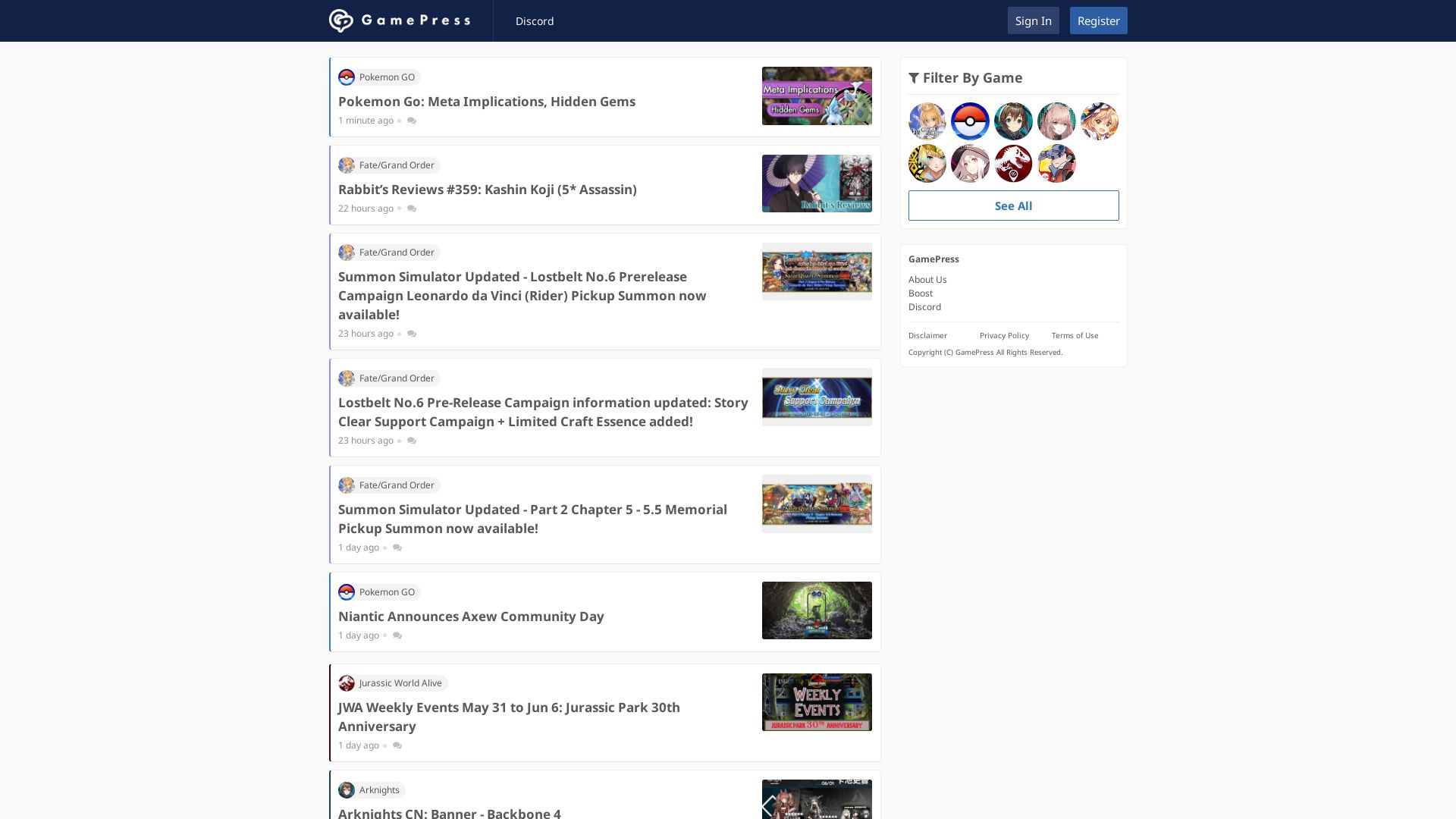 Webseitenstatus gamepress.gg ist   ONLINE