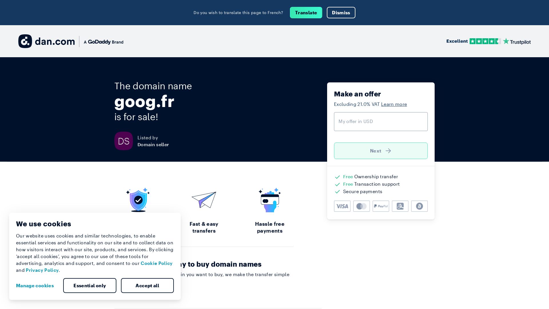 Webseitenstatus goog.fr ist   ONLINE