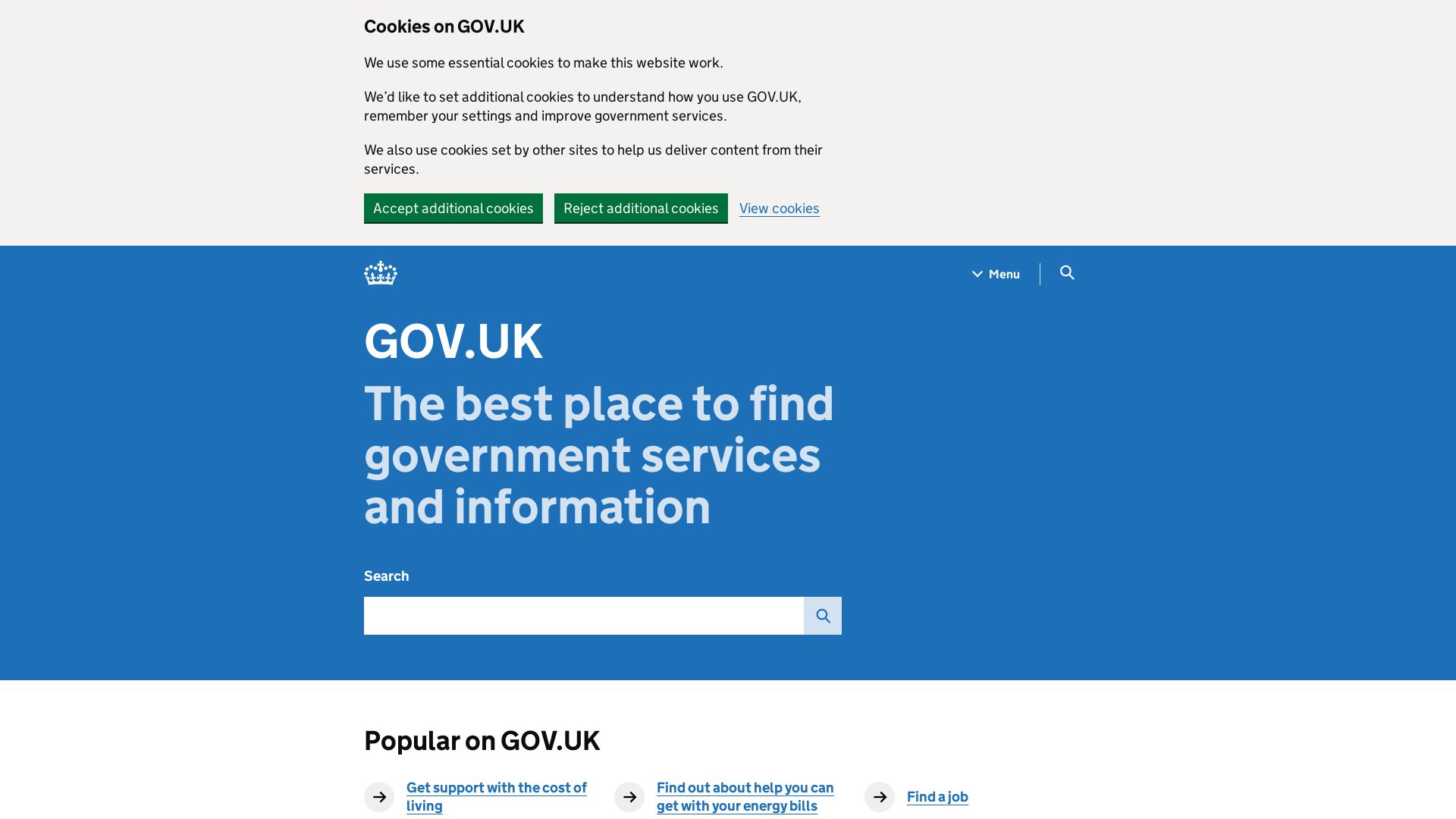 Webseitenstatus gov.uk ist   ONLINE