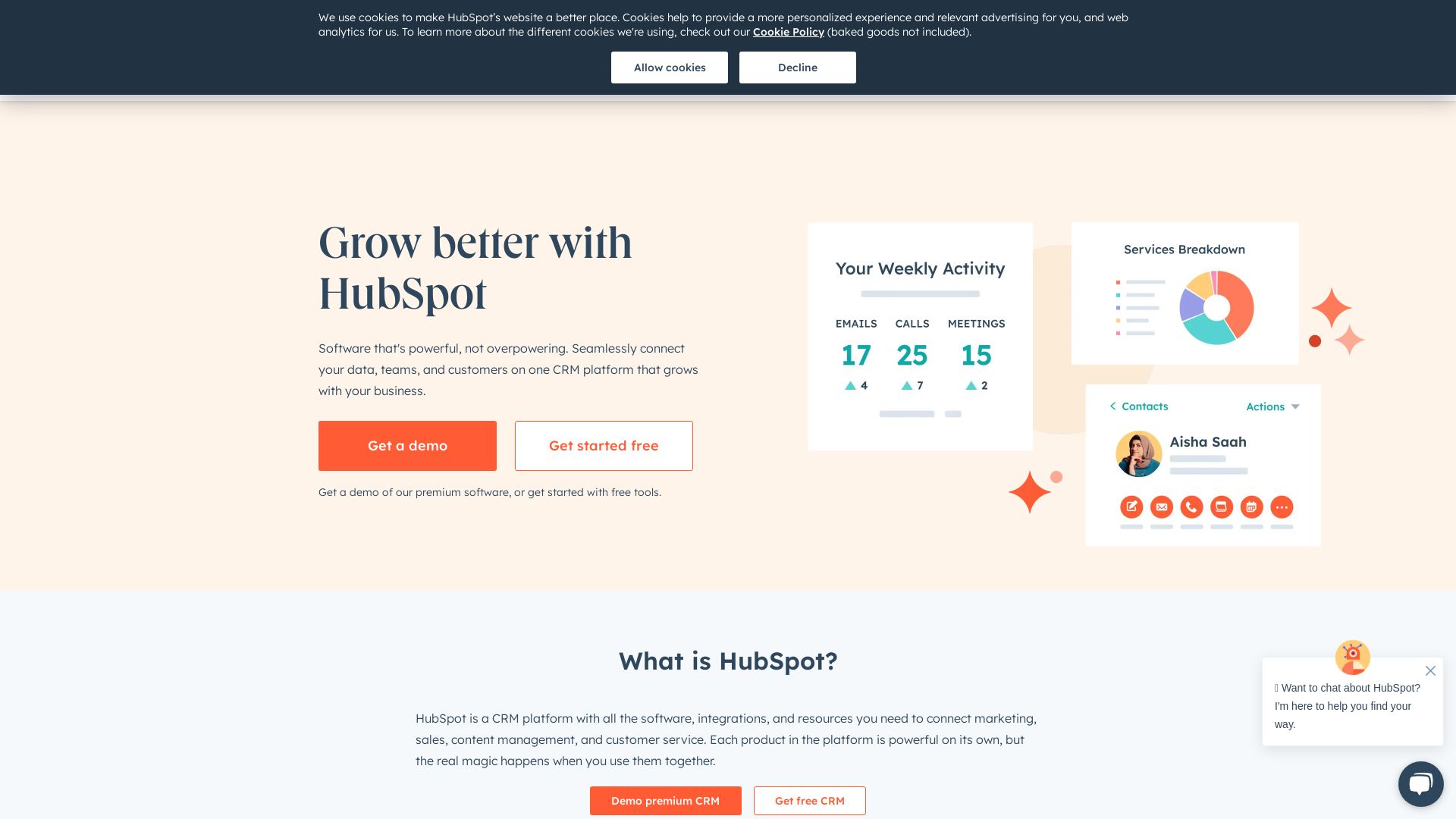 Webseitenstatus hubspot.com ist   ONLINE