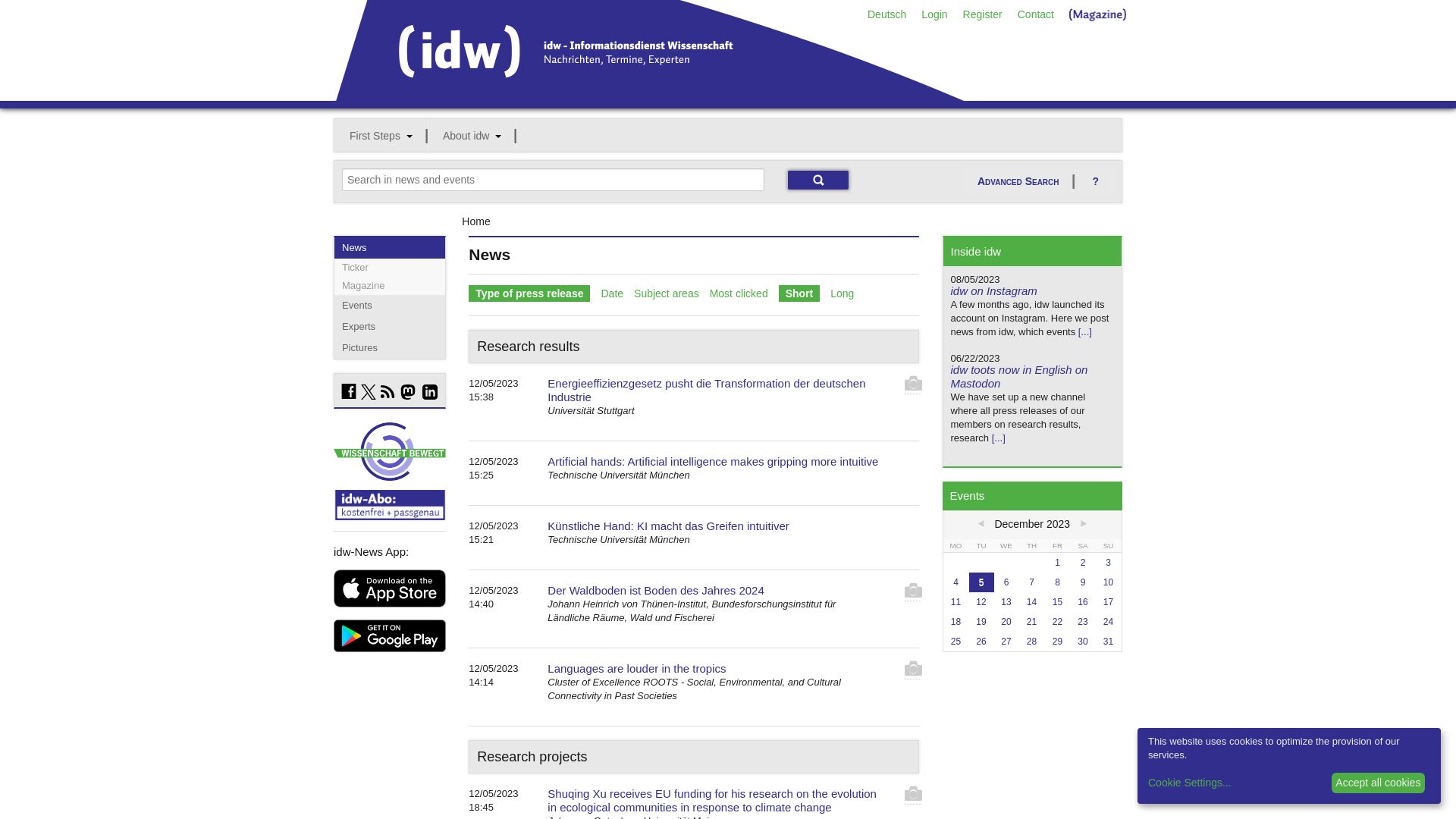 Webseitenstatus idw-online.de ist   ONLINE