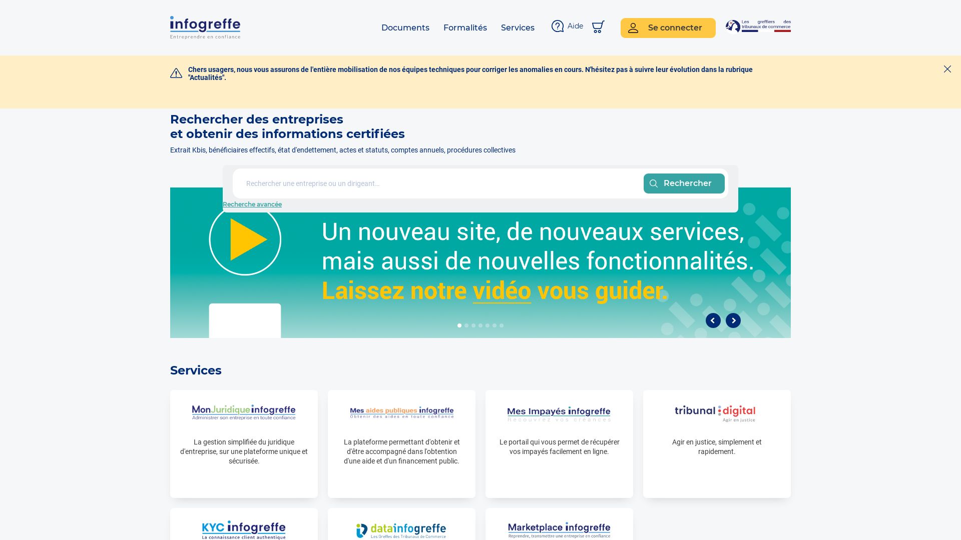 Webseitenstatus infogreffe.fr ist   ONLINE