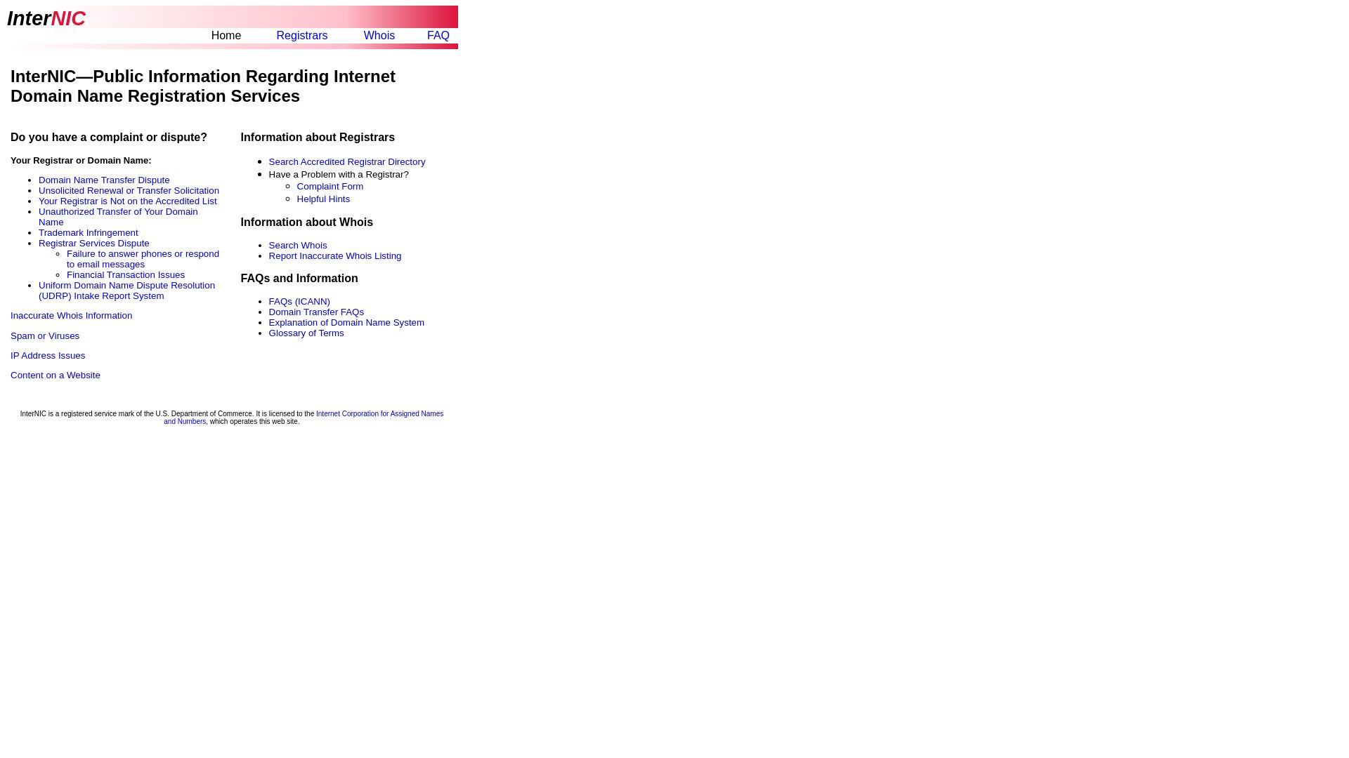 Webseitenstatus internic.net ist   ONLINE