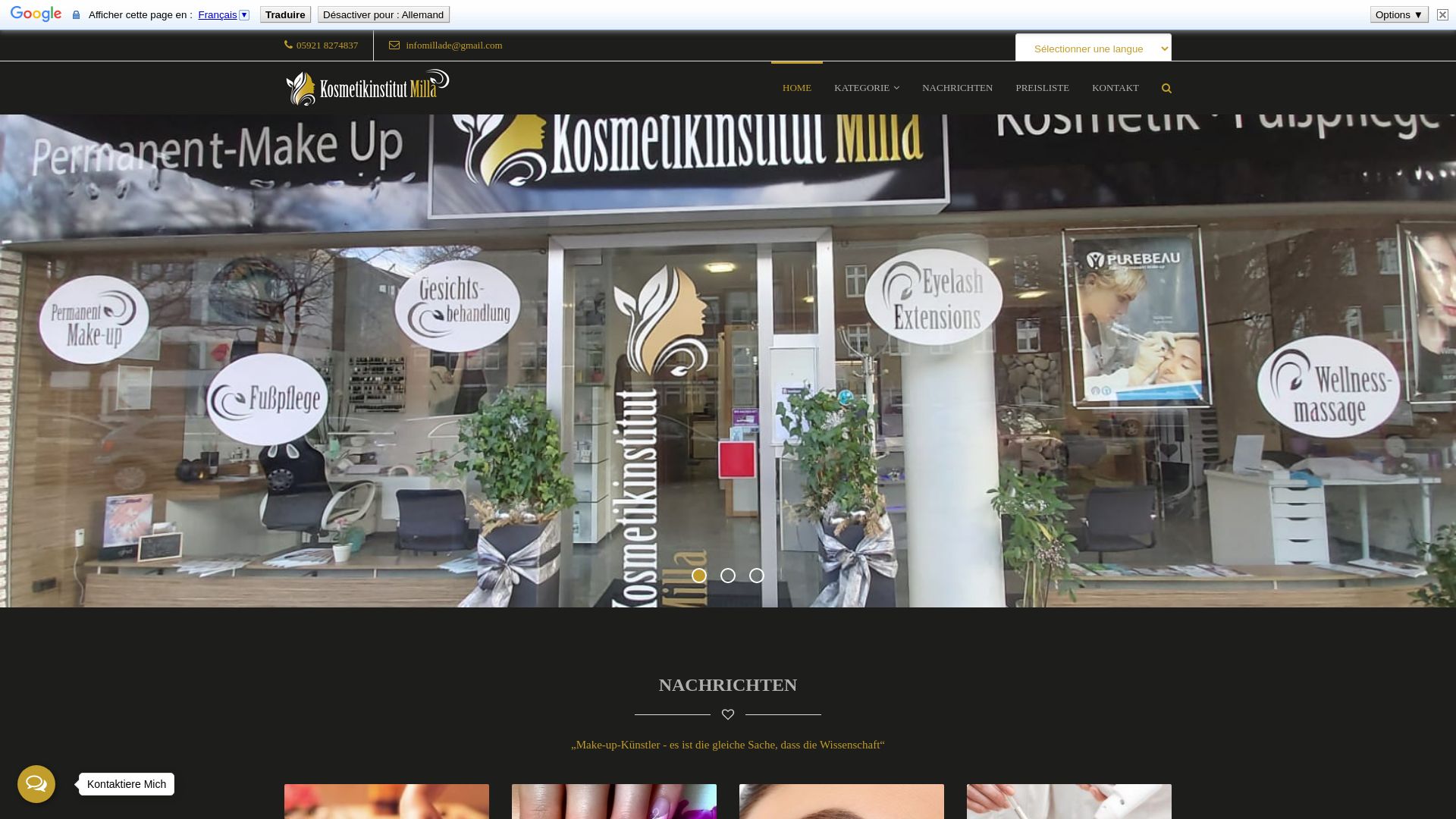 Webseitenstatus kosmetikinstitut-milla.de ist   ONLINE