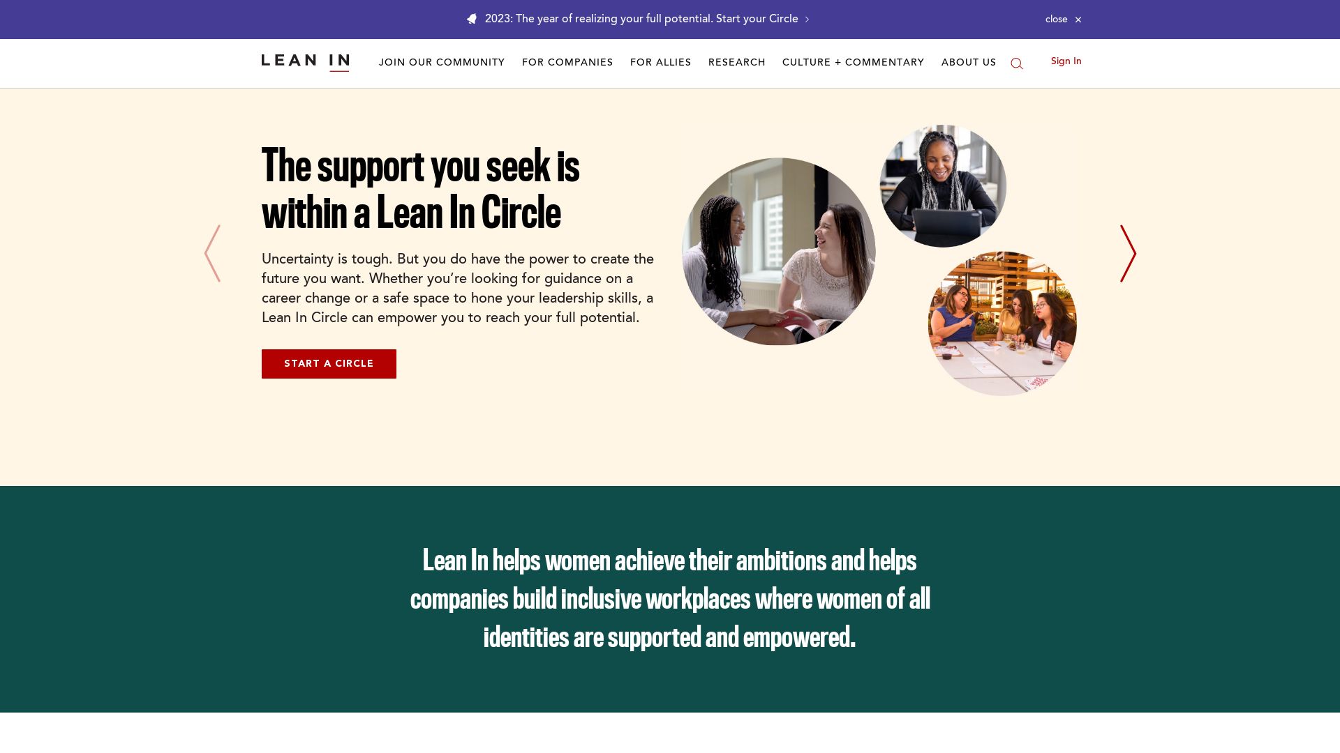 Webseitenstatus leanin.org ist   ONLINE