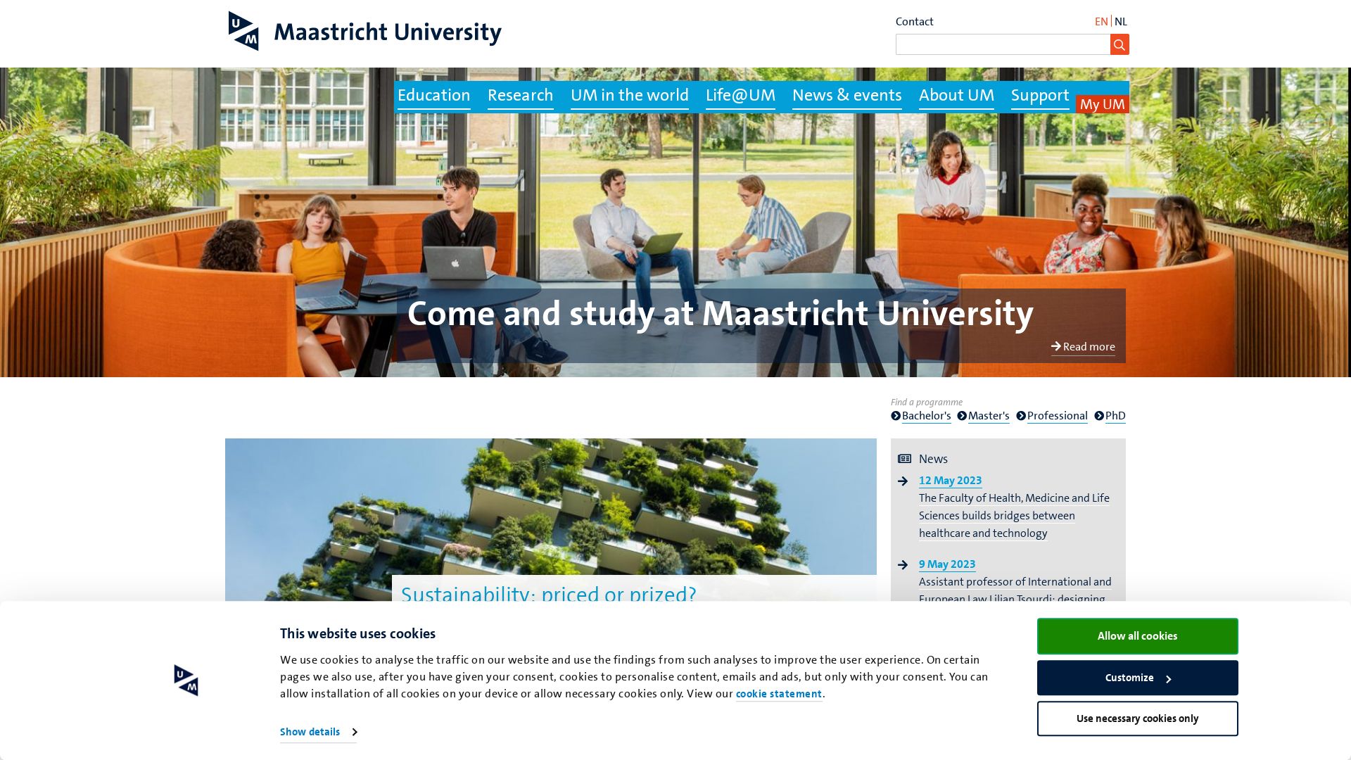 Webseitenstatus maastrichtuniversity.nl ist   ONLINE