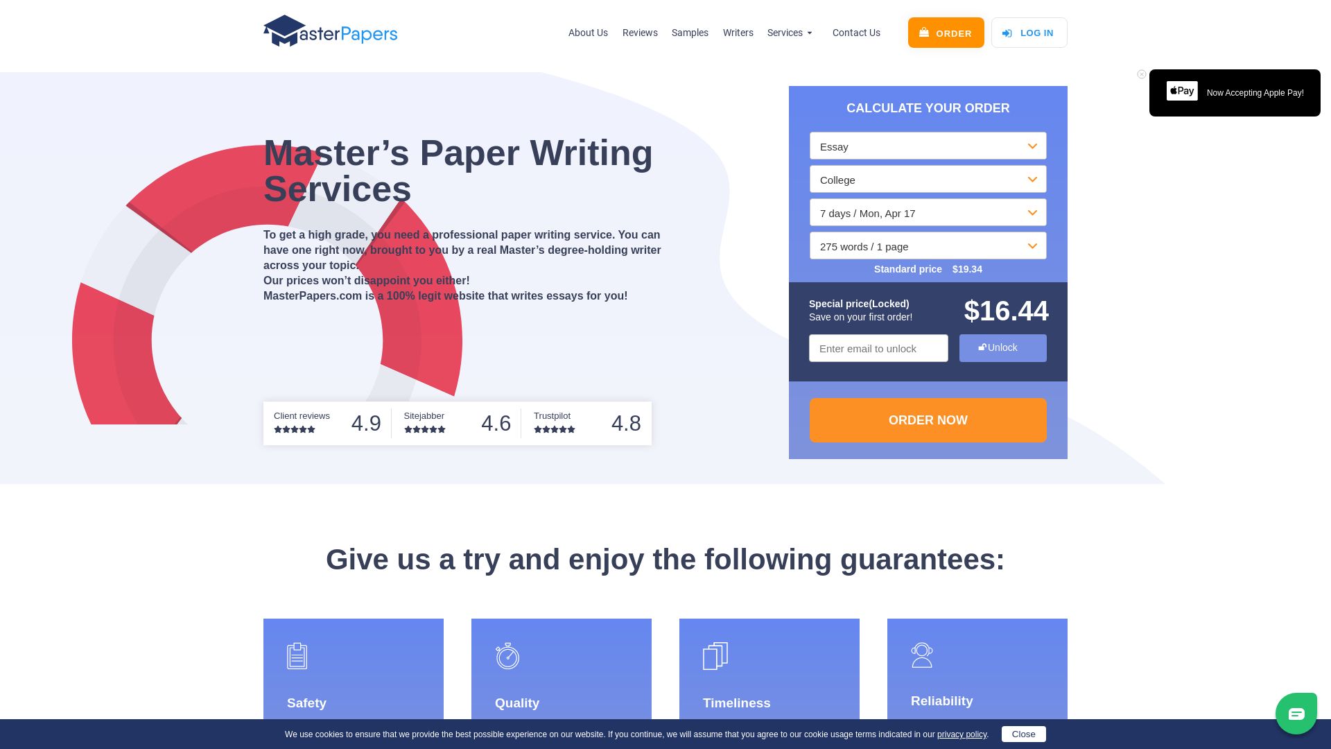 Webseitenstatus masterpapers.com ist   ONLINE
