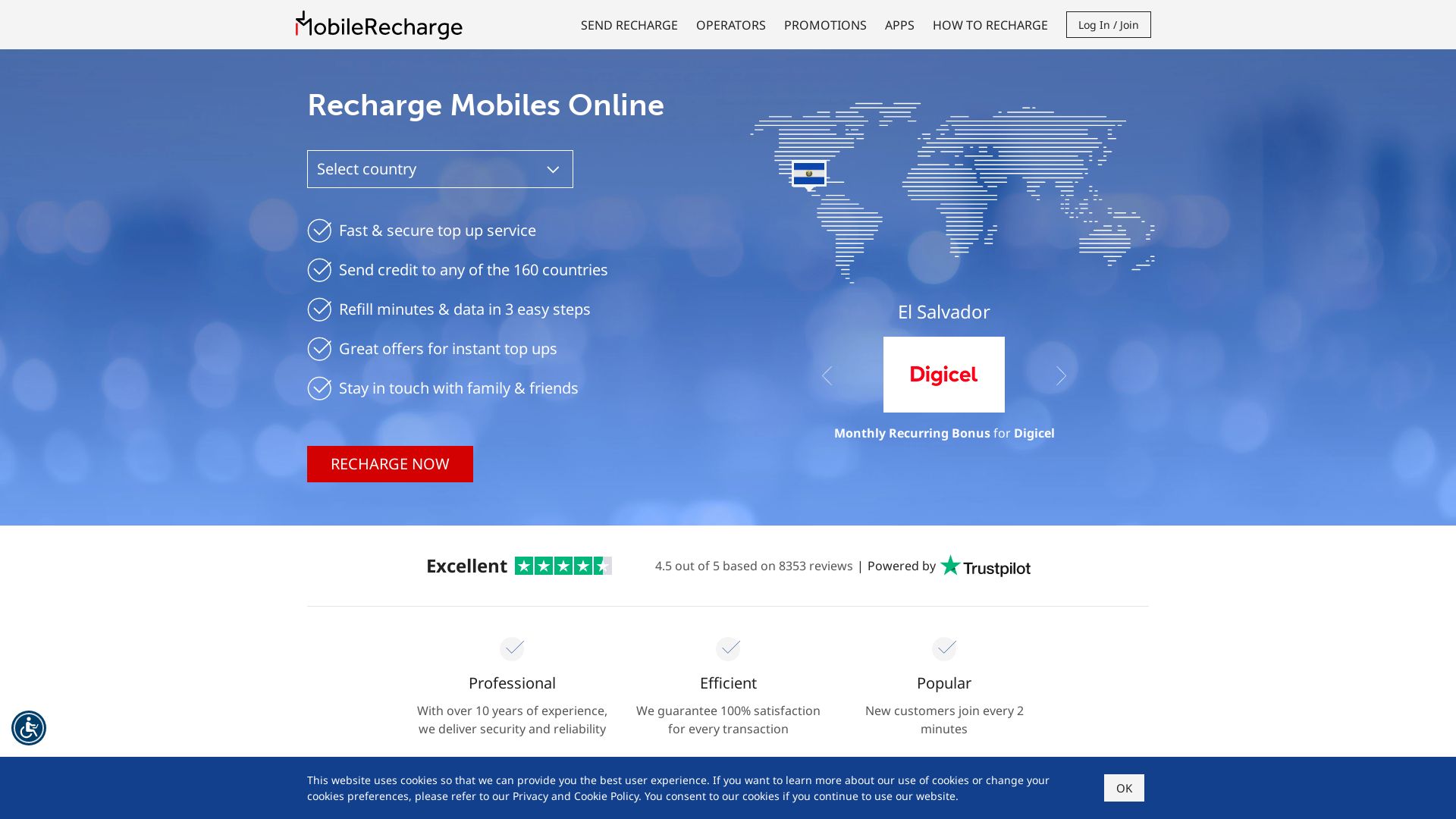 Webseitenstatus mobilerecharge.com ist   ONLINE