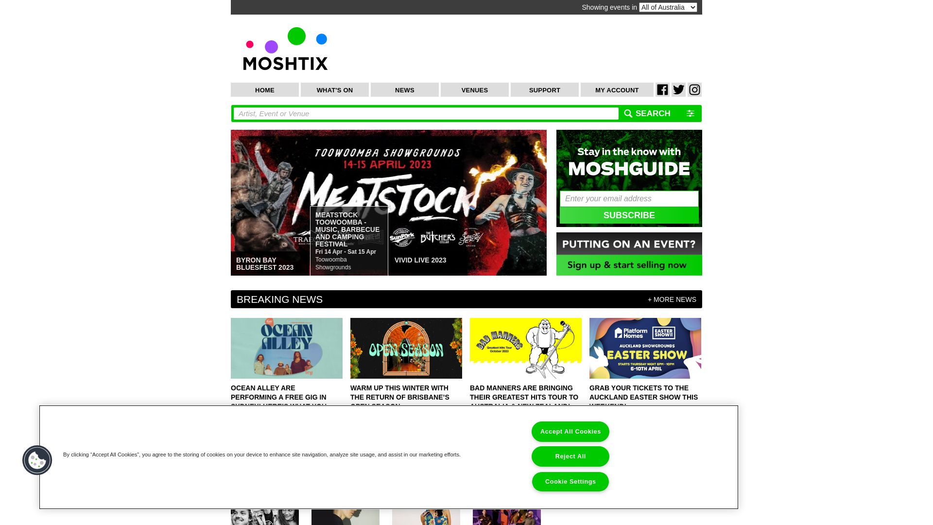 Webseitenstatus moshtix.com.au ist   ONLINE