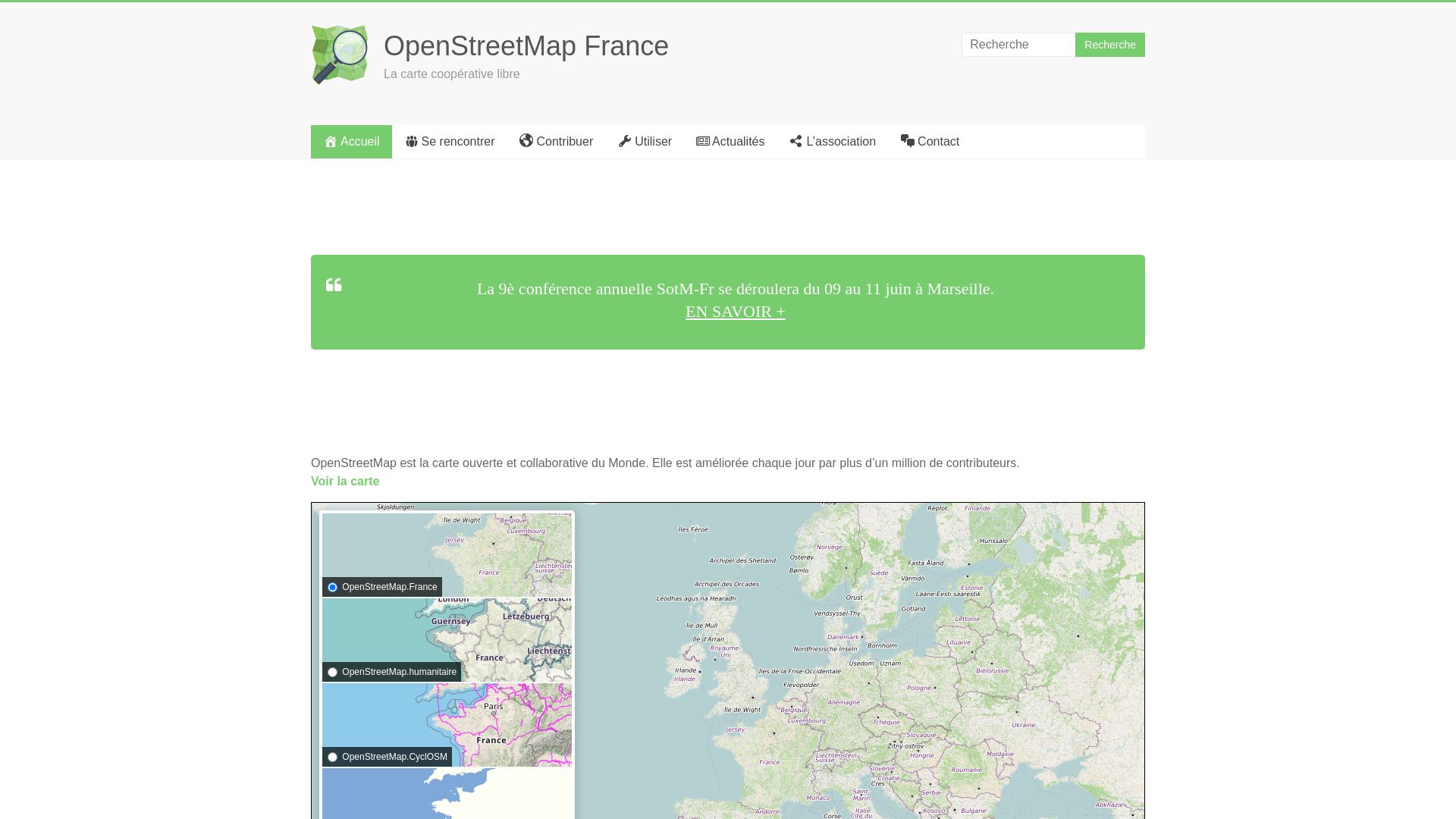 Webseitenstatus openstreetmap.fr ist   ONLINE