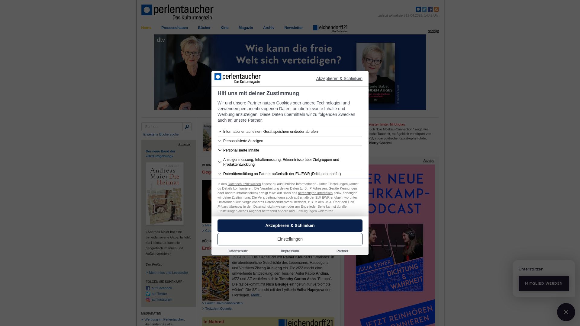 Webseitenstatus perlentaucher.de ist   ONLINE