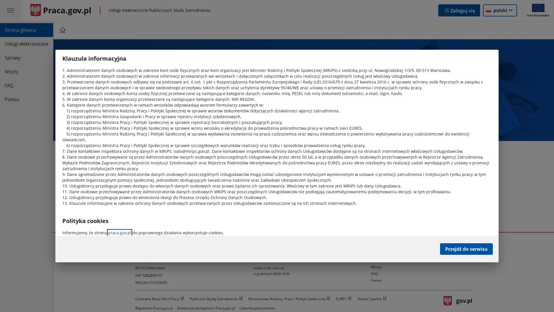 Webseitenstatus praca.gov.pl ist   ONLINE