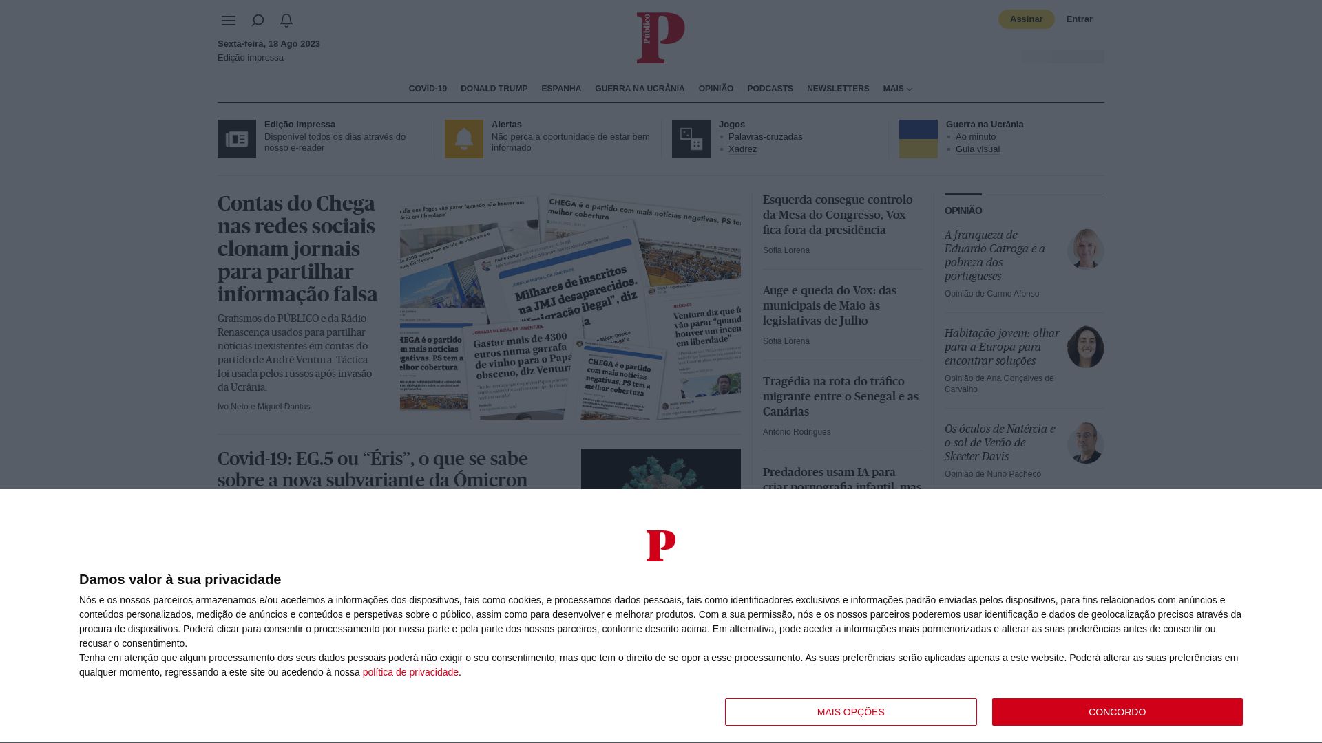 Webseitenstatus publico.pt ist   ONLINE
