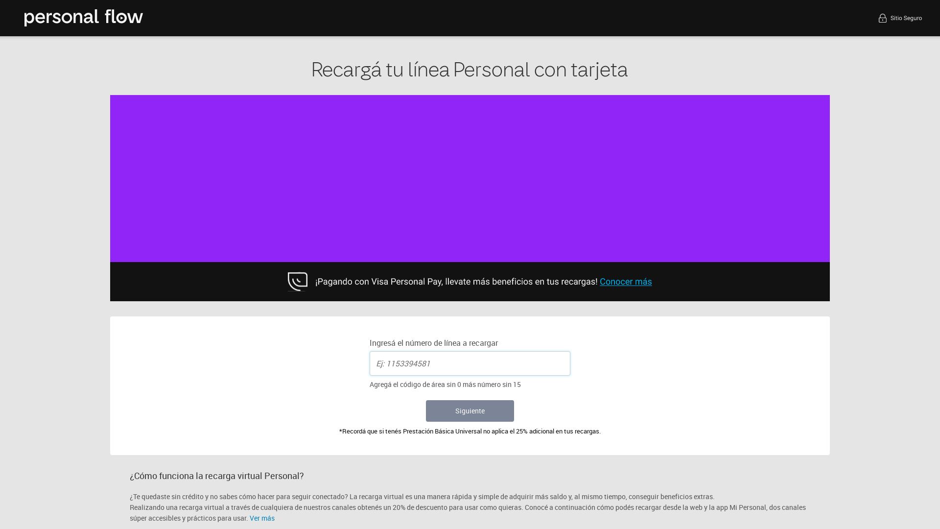 Webseitenstatus recarga.personal.com.ar ist   ONLINE