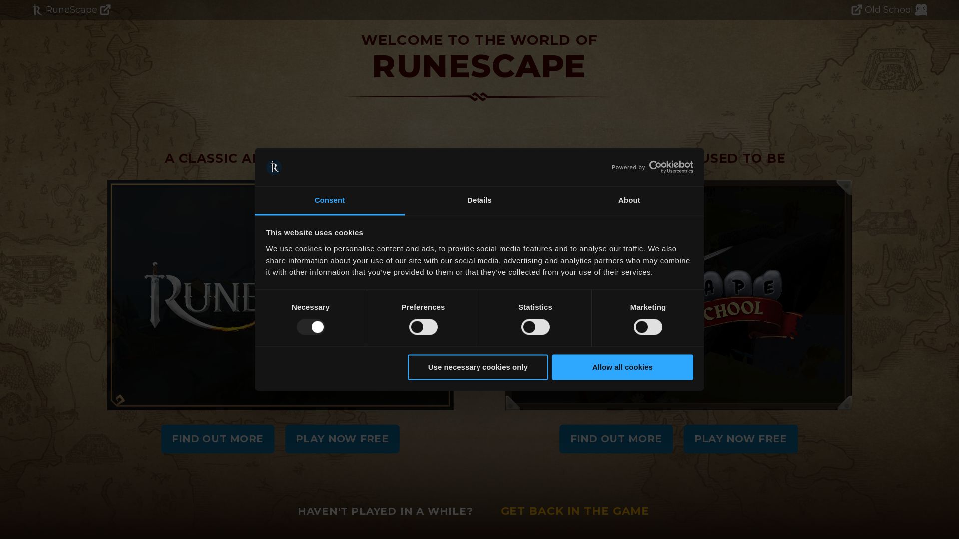 Webseitenstatus runescape.com ist   ONLINE