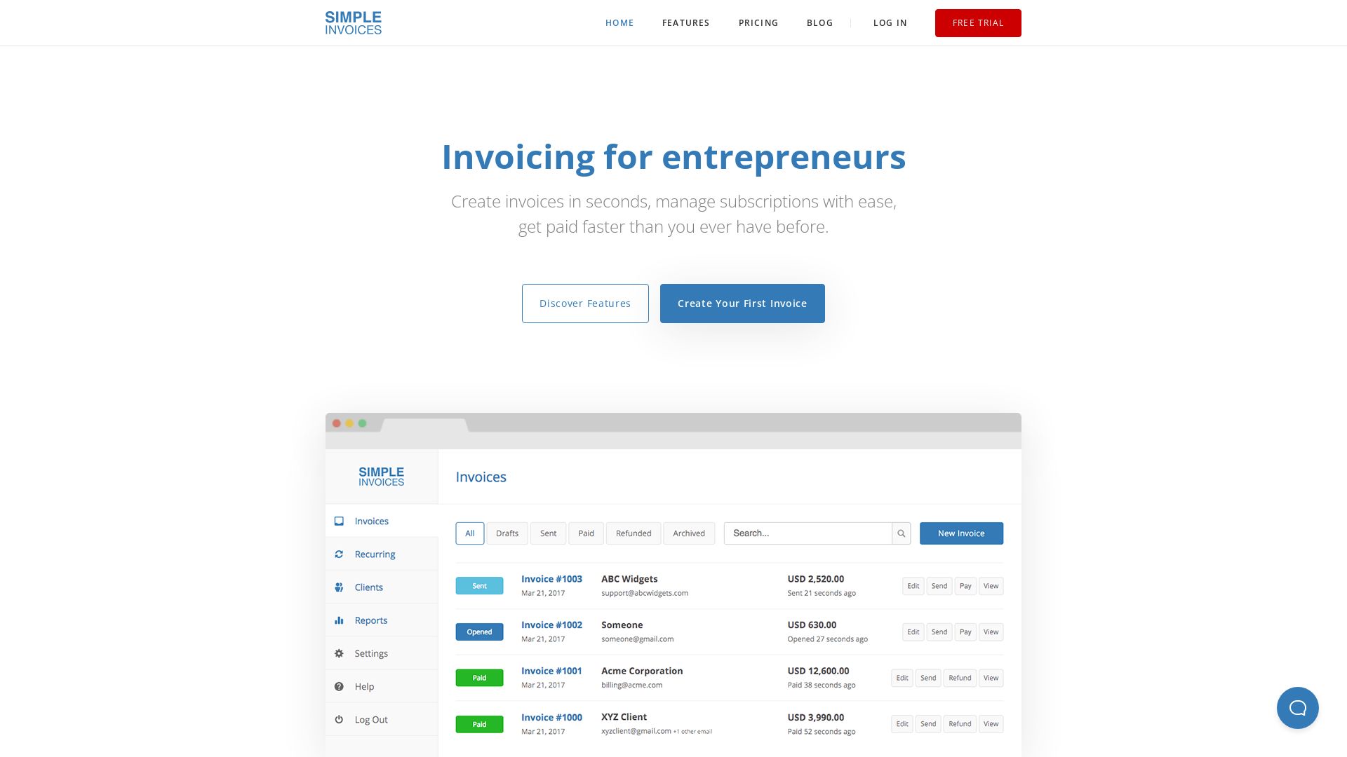 Webseitenstatus simpleinvoices.io ist   ONLINE