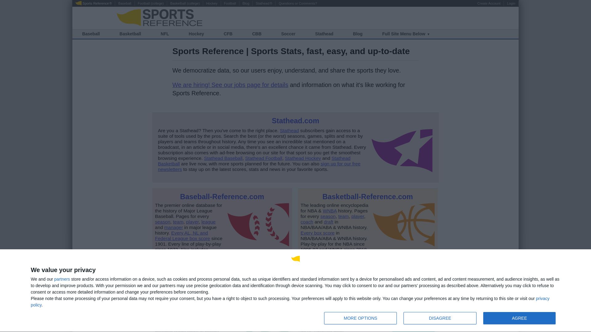 Webseitenstatus sports-reference.com ist   ONLINE