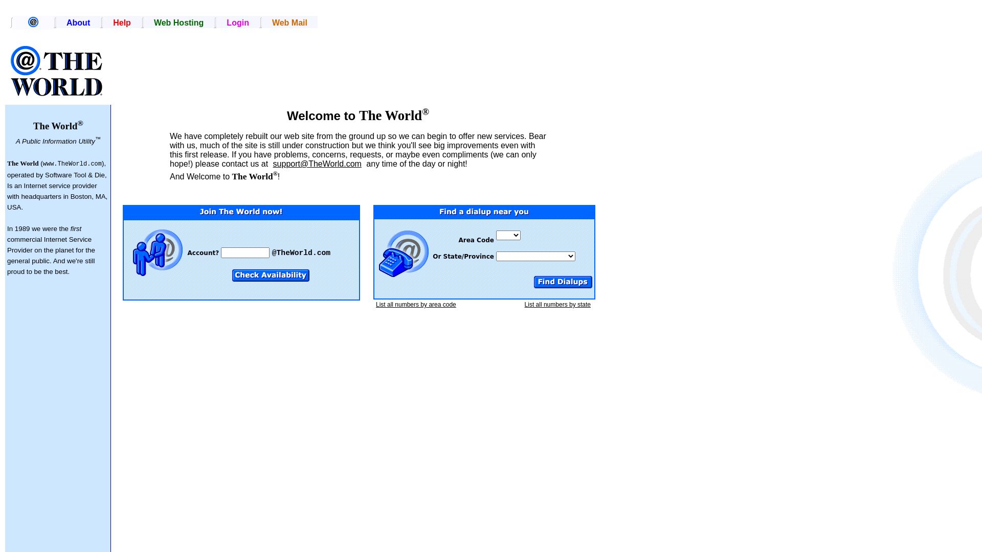 Webseitenstatus theworld.com ist   ONLINE