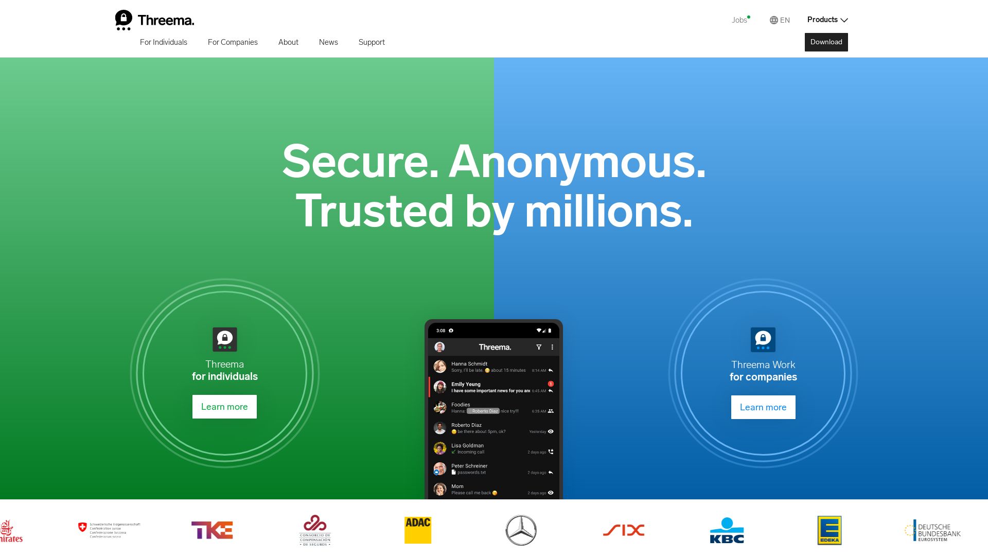 Webseitenstatus threema.ch ist   ONLINE