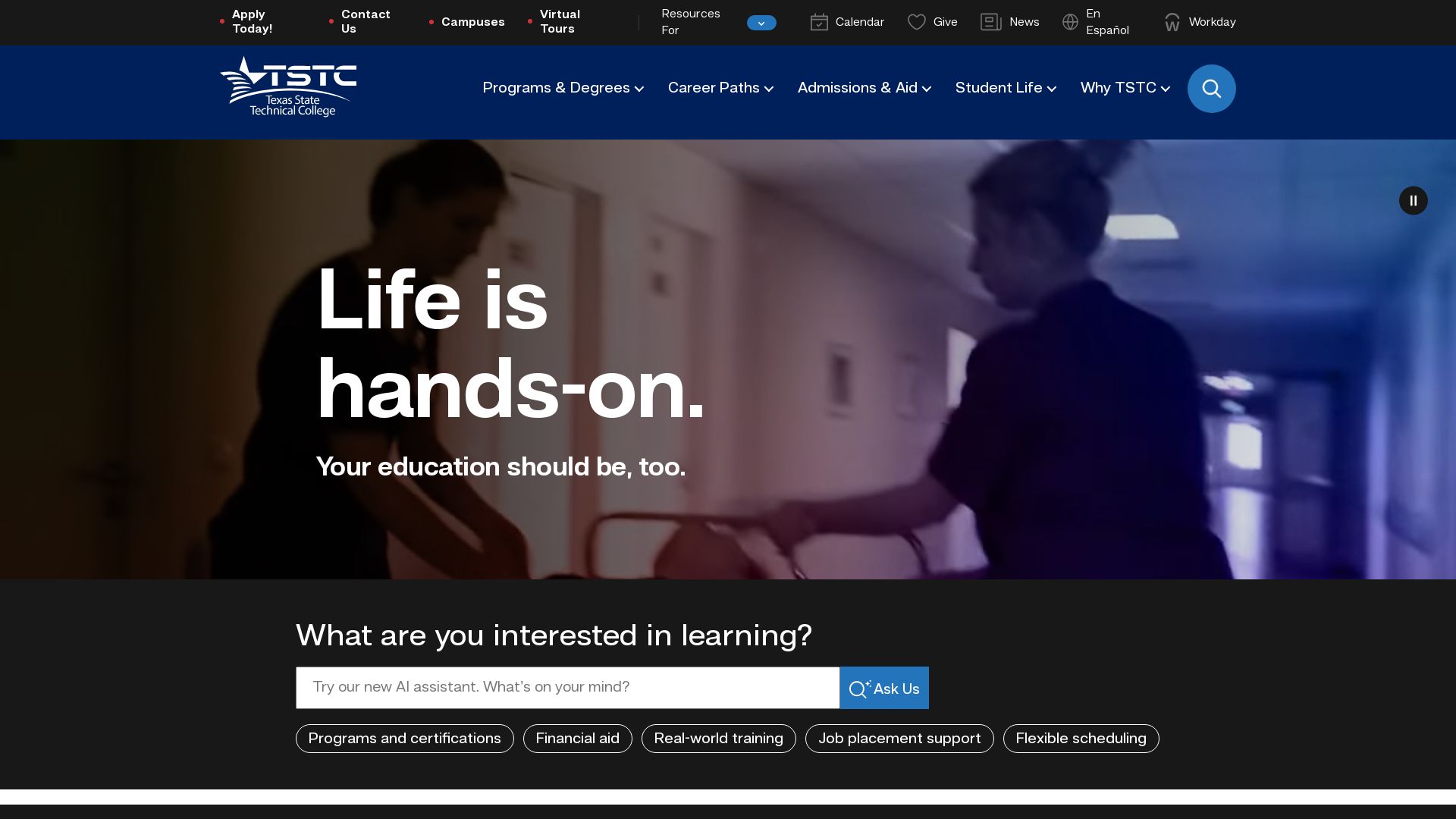 Webseitenstatus tstc.edu ist   ONLINE