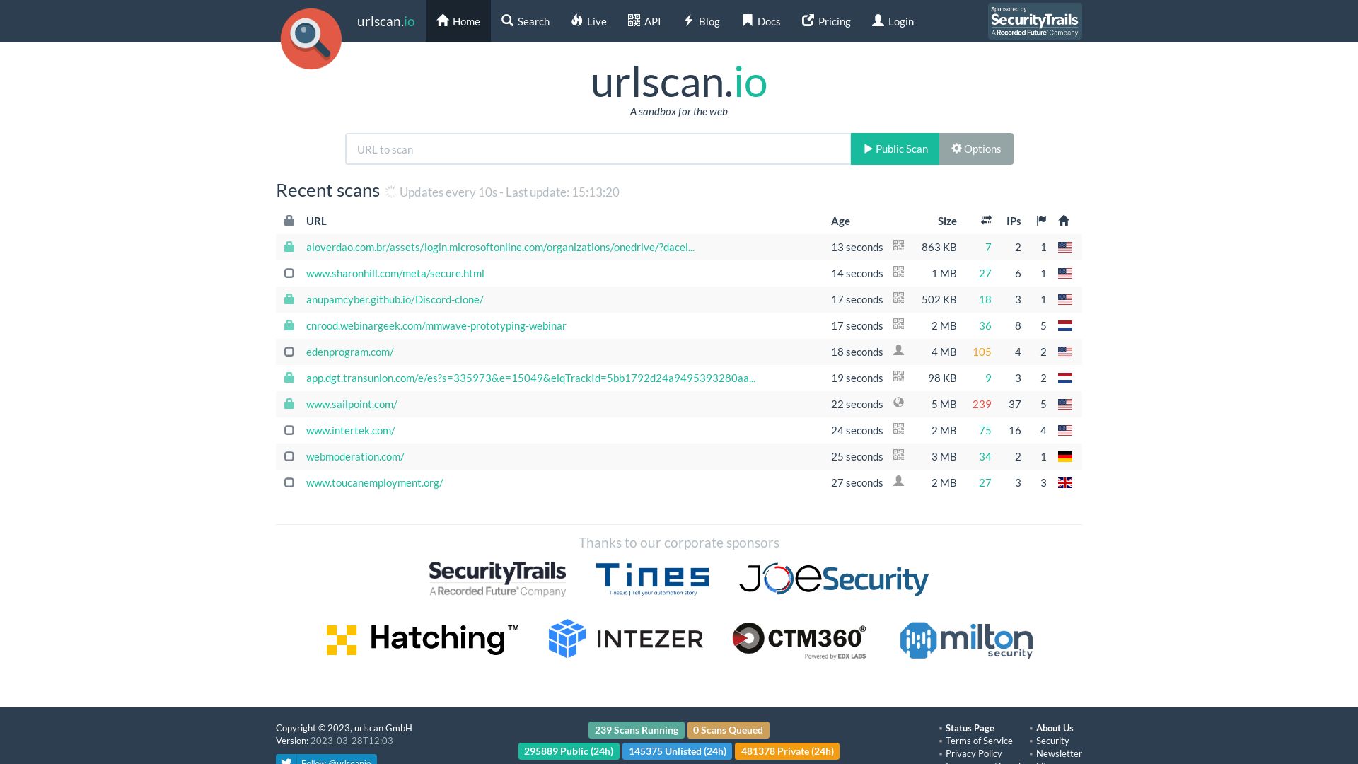 Webseitenstatus urlscan.io ist   ONLINE