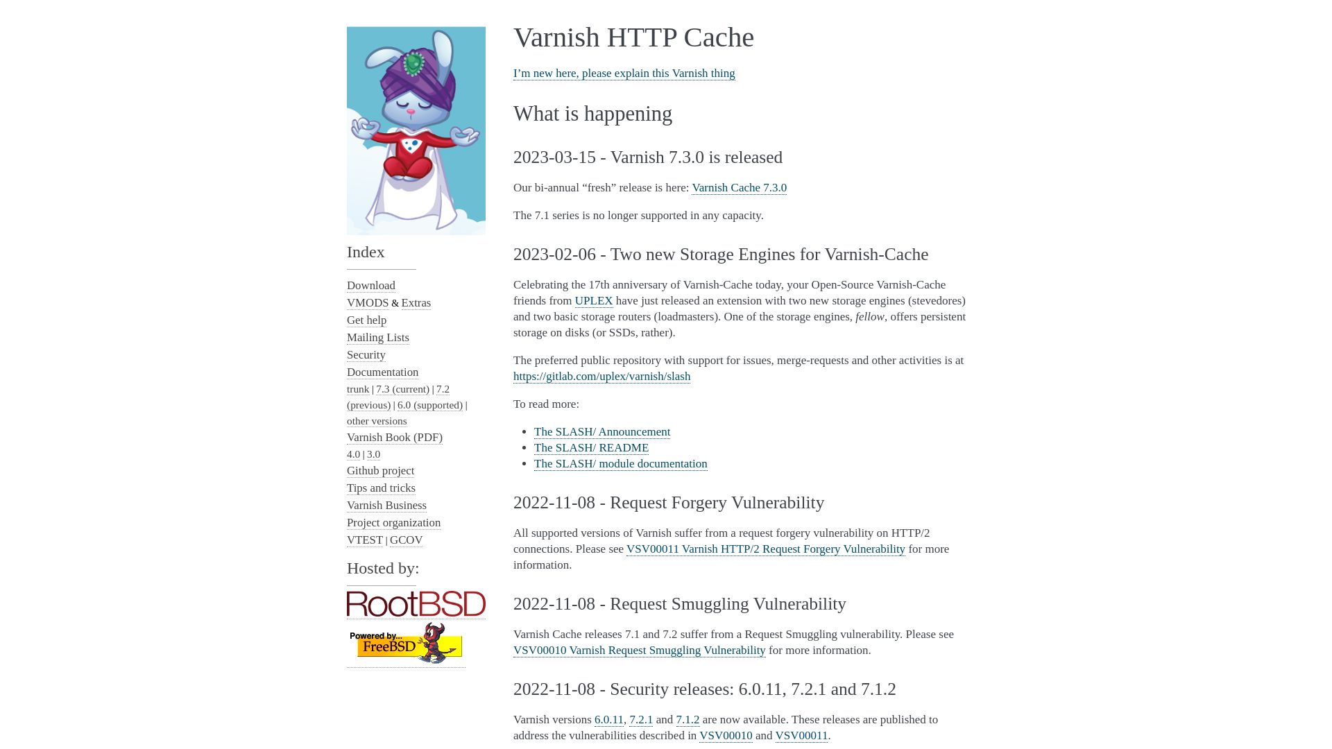 Webseitenstatus varnish-cache.org ist   ONLINE