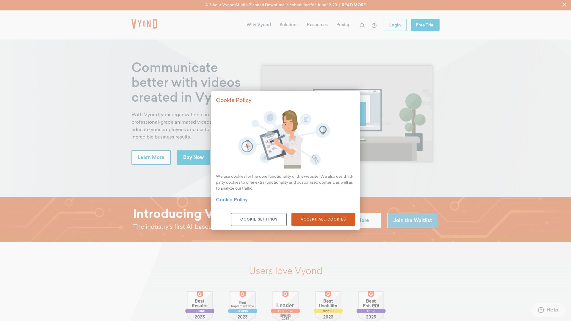 Webseitenstatus vyond.com ist   ONLINE