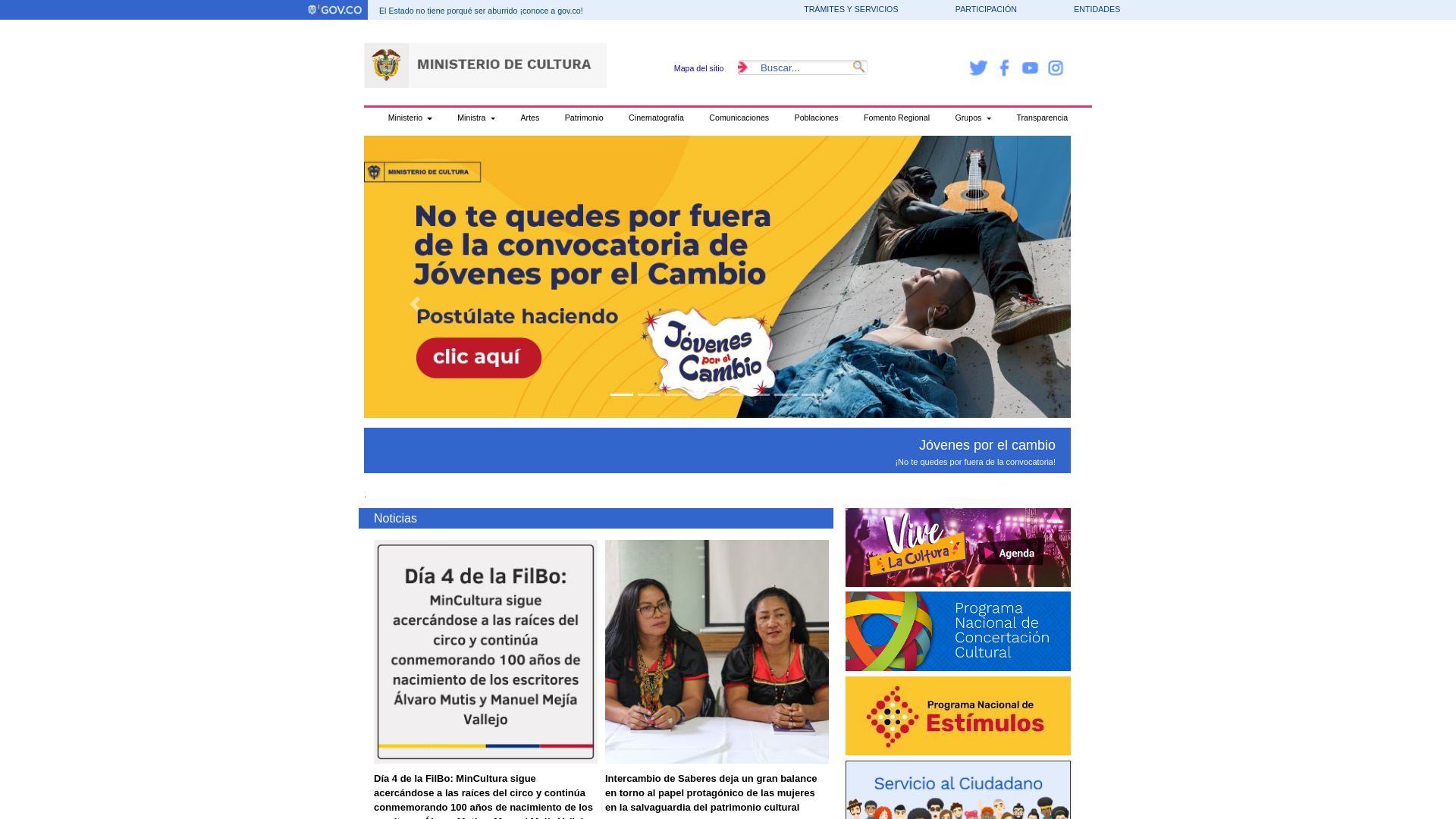 Webseitenstatus www.mincultura.gov.co ist   ONLINE