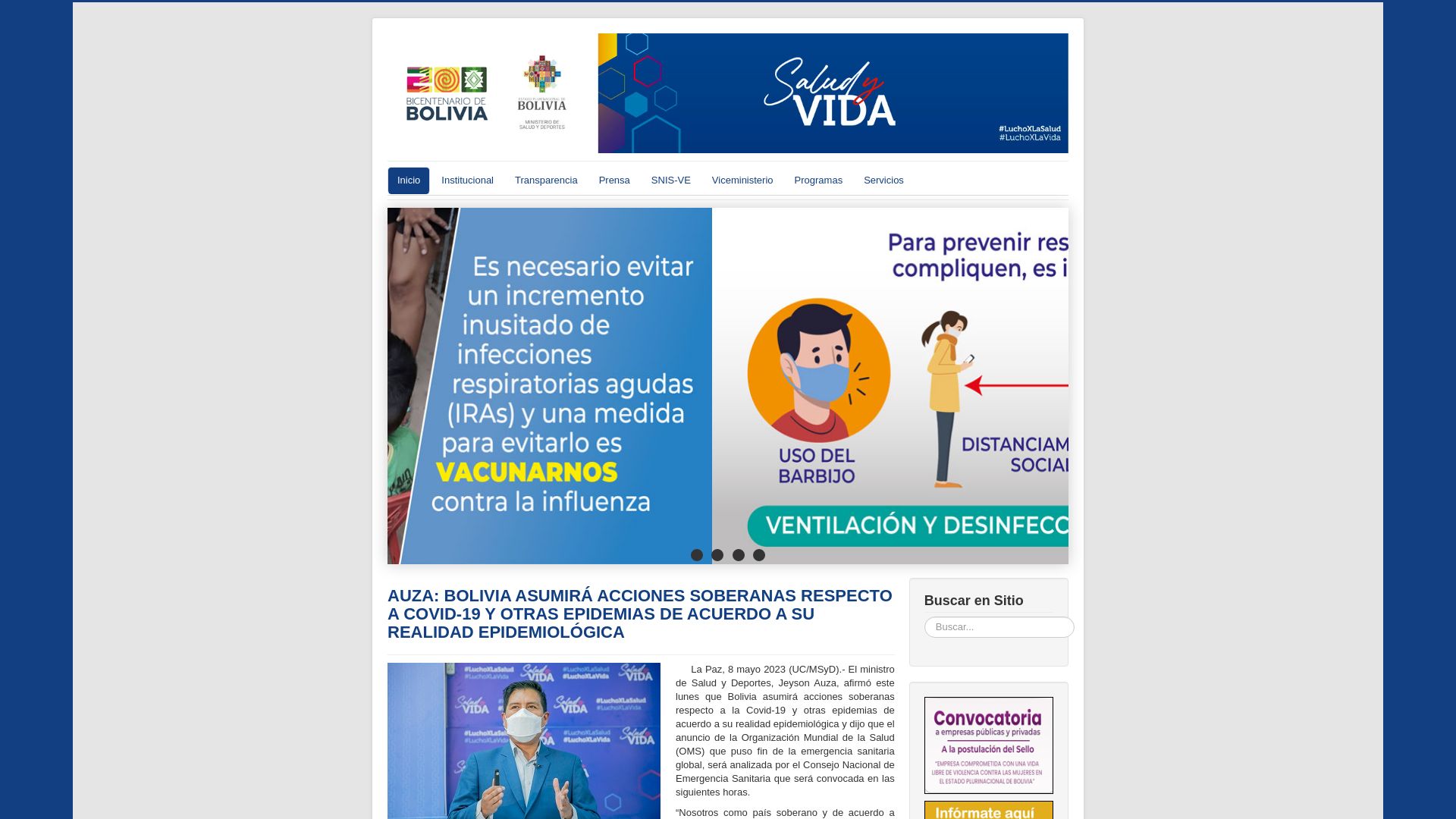 Webseitenstatus www.minsalud.gob.bo ist   ONLINE