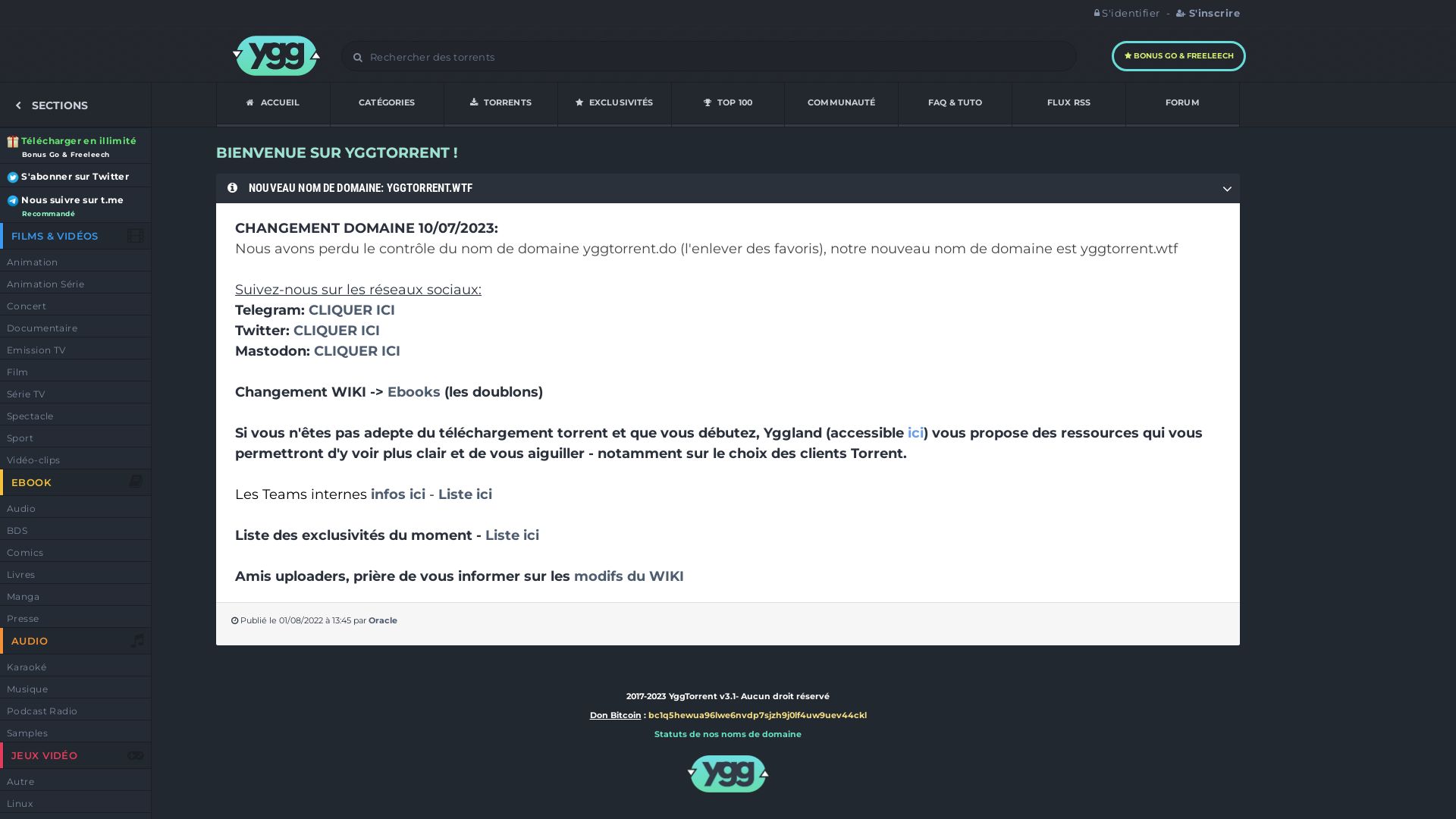 Webseitenstatus yggtorrent.is ist   ONLINE